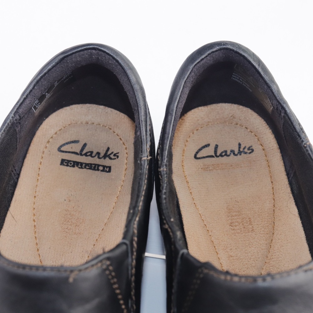 Clarks Womens Ashland Palm‎ Loafer Size 8 Black Leather Comfort Flat Shoe Zip Up - Picture 9 of 13